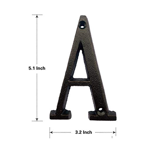 hom&us 5 Inch House Numbers, Cast Iron House Numbers for Outside, Address Numbers for Houses, Farmhouse, Garage, Shop, Offices, Hotel, LETTER A - Image 2