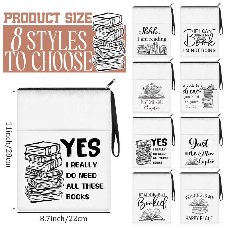 Cosblank 8 Pcs Book Club Gifts Book Pouch Sleeves Bulk with Zipper and Pocket Paperback Sleeve for Librarian Lovers Bookish Group Club Gifts, 11 x 8.7 Inch(Book) - Image 2