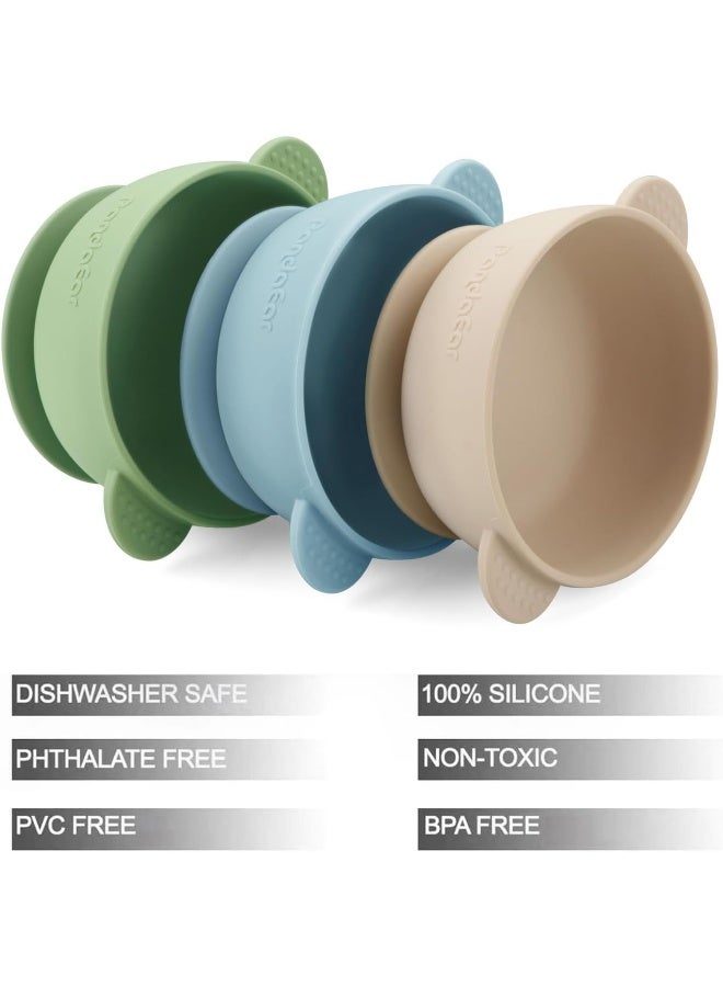 PandaEar 3 Pack Baby Bowls with Suction| Stay Put Silicone Food Bowl for Babies Kids Toddlers Infants| Food Grade Soft Safe BPA-Free Silicone (Multi-Color) - Image 3