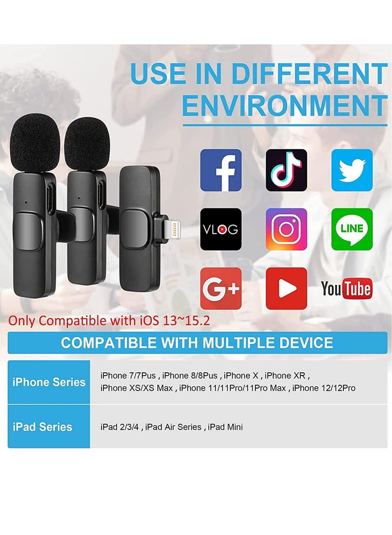 Professional Wireless Lavalier Lapel Microphone for iPhone iPad  Cordless Omnidirectional Condenser Recording Mic for Interview Video Podcast Vlog YouTube - Image 2