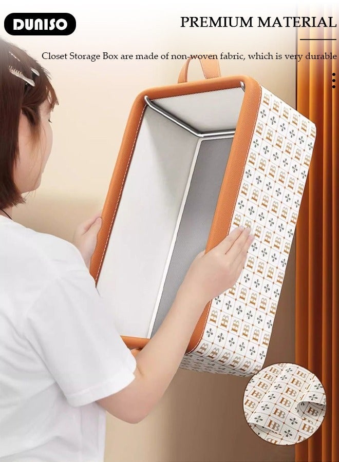 DUNISO 3 Pieces  Closet Storage Bins, HB Steel Frame Storage with Handles, Washable Closet Storage Boxes , Stackable Wardrobe Clothes Organizer, Multi-Purpose Usage Closet Storage Basket, Cube Storage Bin for Clothes Wardrobe Home Bedroom Office(40*25*20cm) - Image 5