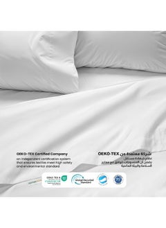 Rest 3-Piece White Plush 240X260 Flat Bedsheet Set Includes 1 Deep Pocket Flat Bedsheet And 2 Pillow Covers, Breathable And Machine Washable  - Image 2