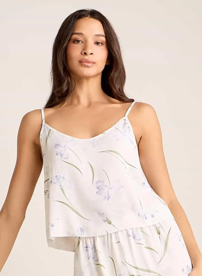 سبلاش فيڤ Floral Print Night Robe with Camisole and Pyjama Set