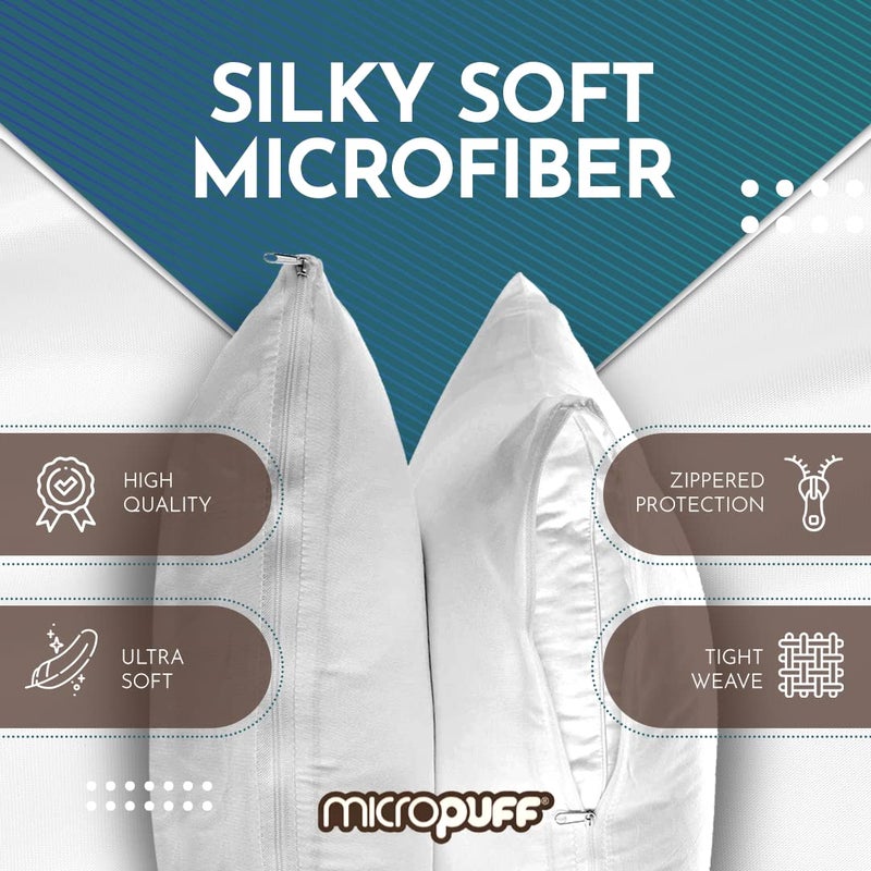 MICROPUFF حماة وسادة حجم Micropuff King مع سوستة - 4 عبوات - غطاء وسادة ناعم وذات خالص. وسادة تحمي من بقع الانسكابات والعرق.  - Image 2