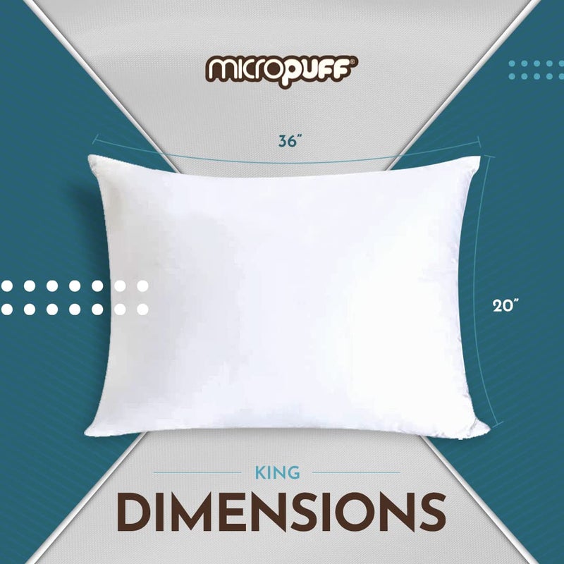 MICROPUFF حماة وسادة حجم Micropuff King مع سوستة - 4 عبوات - غطاء وسادة ناعم وذات خالص. وسادة تحمي من بقع الانسكابات والعرق.  - Image 3