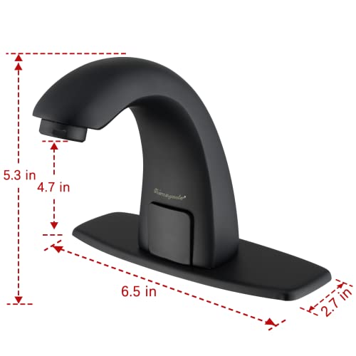 Charmingwater Touchless Bathroom Sink Faucet, Motion Automatic Sensor Faucet with Hole Cover Plate, Matte Black - Image 4