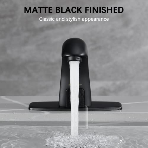 Charmingwater Touchless Bathroom Sink Faucet, Motion Automatic Sensor Faucet with Hole Cover Plate, Matte Black - Image 3