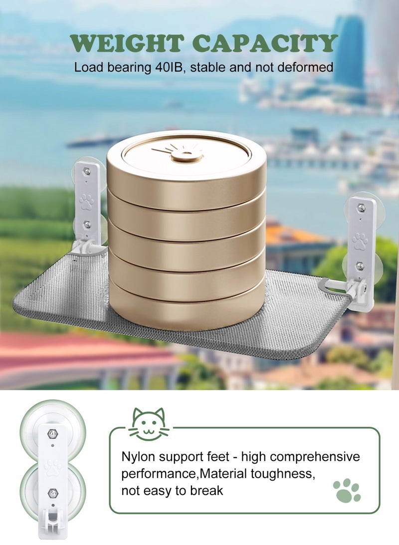 أوربازار أرجوحة قطط قابلة للطي للنافذة - لاسلكية، سرير مبطن مدمج قابل للغسل في الغسالة، إطار معدني قوي - مجثم نافذة للقطط الكبيرة والقطط الصغيرة (لعبة عصا قطط إضافية) - Image 3