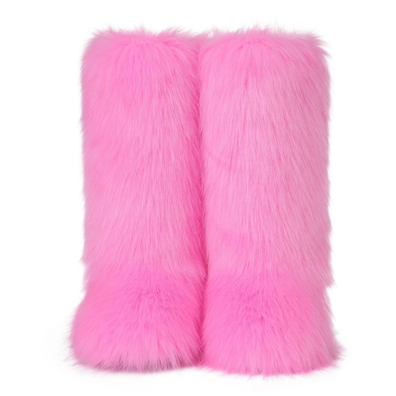 CELNEPHO Pink Women's Fur Boot Comfortable Furry Knee High Boots Round Toe Warm Snow Boots Fashion Winter Boots - Image 4