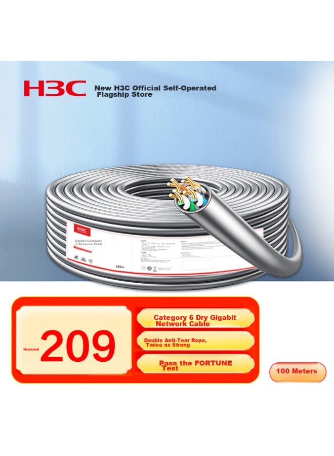 H3c Cat6 Gigabit Ethernet Cable, Engineering Grade 0.51 Pure Copper Core, Cat6 Unshielded Twisted Pair, Home Network Security Poe Monitoring Box Cable, Gray, 100 Meters - Image 1