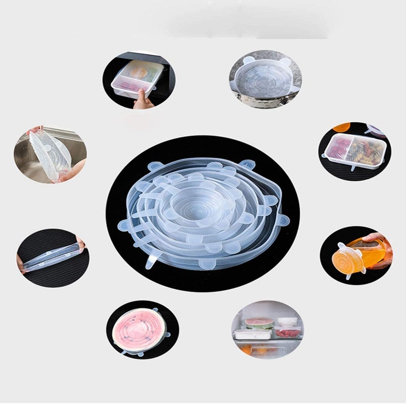 MALL SKY MALL Silicone Stretch Lids 12 Pack Include 2Pcs XXL Size up to 9.8'' Diameter, Reusable Durable Food Storage Covers for Bowl, 7 Different Sizes to Meet Most Containers, Dishwasher & Freezer Safe - Image 5