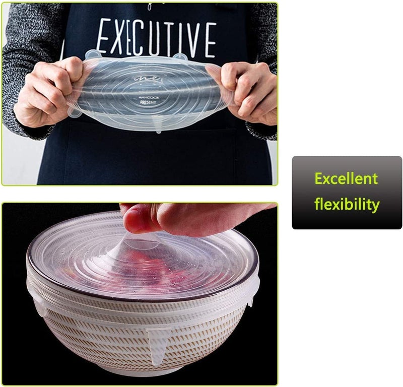 MALL SKY MALL Silicone Stretch Lids 12 Pack Include 2Pcs XXL Size up to 9.8'' Diameter, Reusable Durable Food Storage Covers for Bowl, 7 Different Sizes to Meet Most Containers, Dishwasher & Freezer Safe - Image 3