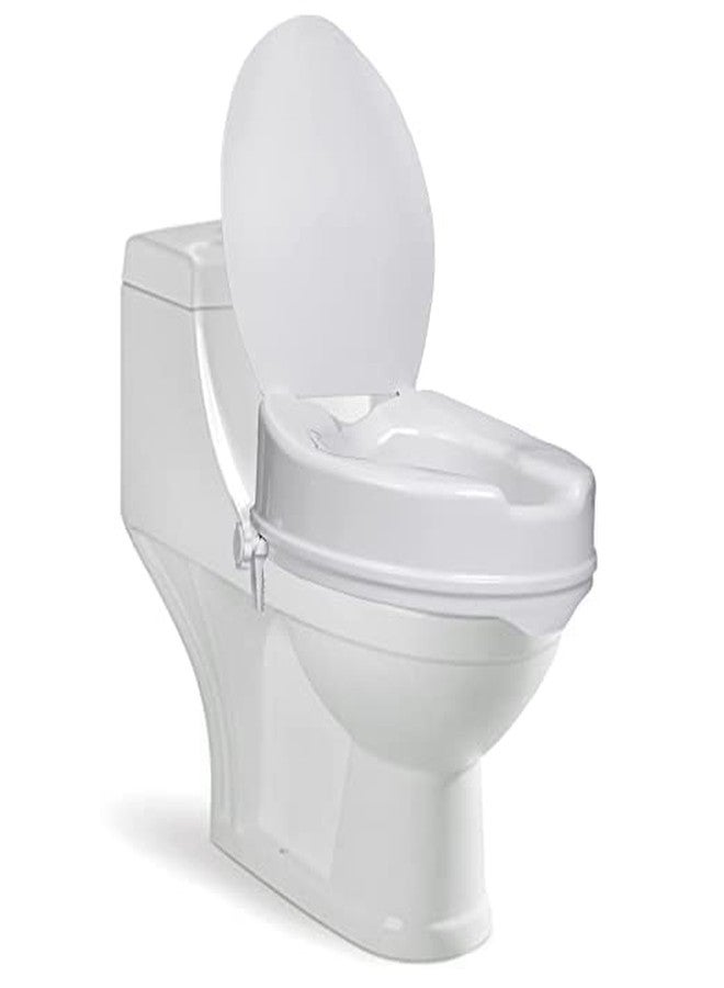 NEOSAFE Portable Lightweight Plastic Toilet Commode Seat Raiser Elevator Extension with lid cover Ideal for Handicap, Knee Patients, Old Senior Citizen (White, Size: 4 Inch) - Image 1