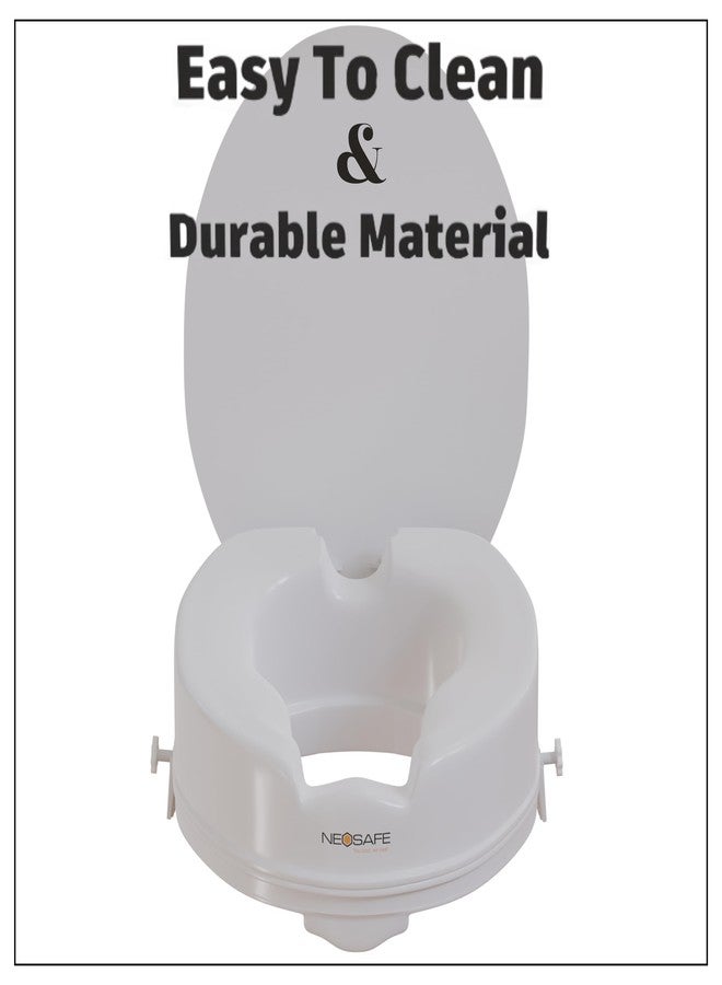 NEOSAFE Portable Lightweight Plastic Toilet Commode Seat Raiser Elevator Extension with lid cover Ideal for Handicap, Knee Patients, Old Senior Citizen (White, Size: 4 Inch) - Image 4