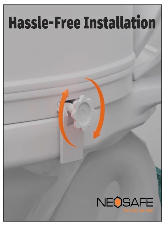 NEOSAFE Portable Lightweight Plastic Toilet Commode Seat Raiser Elevator Extension with lid cover Ideal for Handicap, Knee Patients, Old Senior Citizen (White, Size: 4 Inch) - Image 5