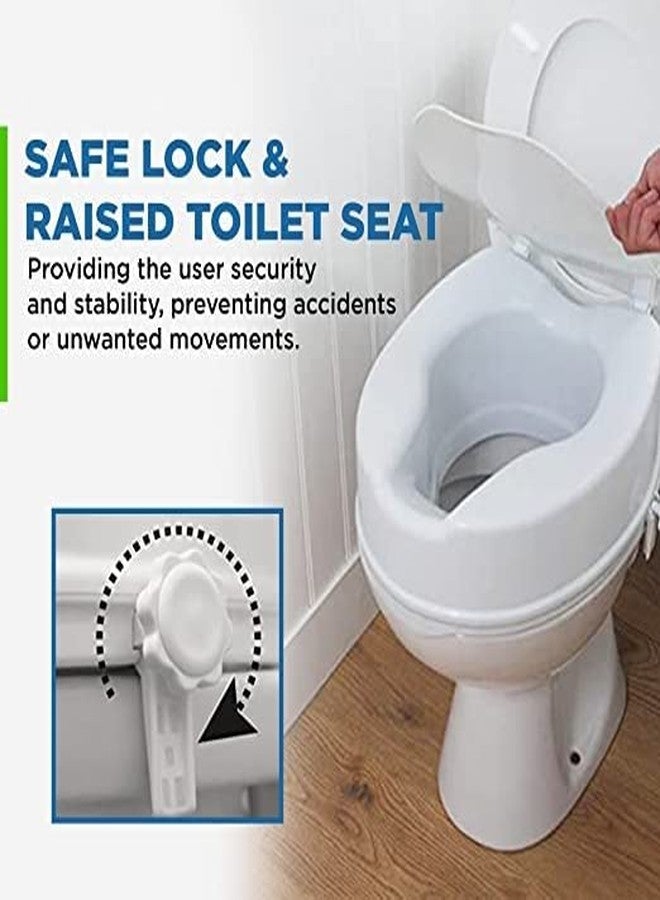 NEOSAFE Portable Lightweight Plastic Toilet Commode Seat Raiser Elevator Extension with lid cover Ideal for Handicap, Knee Patients, Old Senior Citizen (White, Size: 4 Inch) - Image 3
