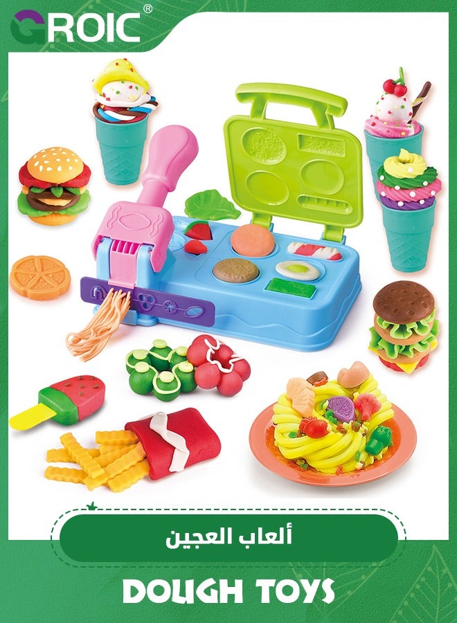 GROIC مجموعة لعب العجين، مجموعة شواء إبداعات المطبخ، مجموعة عجينة شواء البرجر، مجموعة مطبخ اللعب، ألعاب الطبخ لمرحلة ما قبل المدرسة، لعبة شواء للأطفال، لعبة بيت اللعب - Image 1