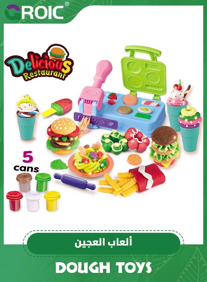 GROIC مجموعة لعب العجين، مجموعة شواء إبداعات المطبخ، مجموعة عجينة شواء البرجر، مجموعة مطبخ اللعب، ألعاب الطبخ لمرحلة ما قبل المدرسة، لعبة شواء للأطفال، لعبة بيت اللعب - Image 5
