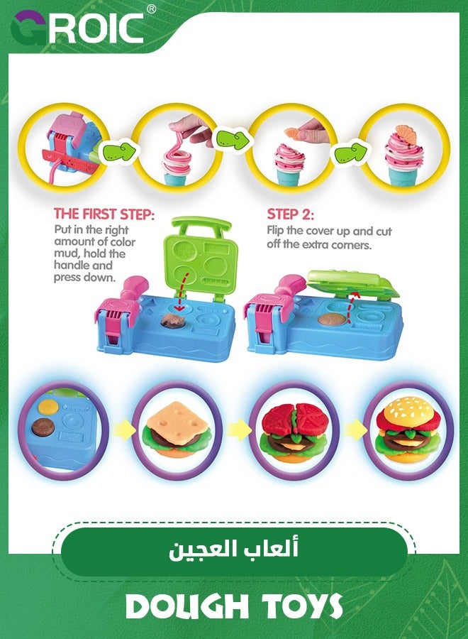 GROIC مجموعة لعب العجين، مجموعة شواء إبداعات المطبخ، مجموعة عجينة شواء البرجر، مجموعة مطبخ اللعب، ألعاب الطبخ لمرحلة ما قبل المدرسة، لعبة شواء للأطفال، لعبة بيت اللعب - Image 4