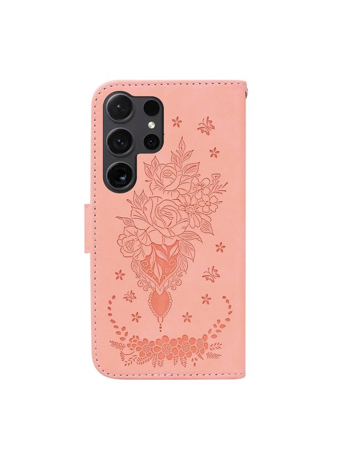 S-TOP Case For Samsung Galaxy S25 Ultra 5G Butterfly Rose Embossed Leather Phone Case - Image 4