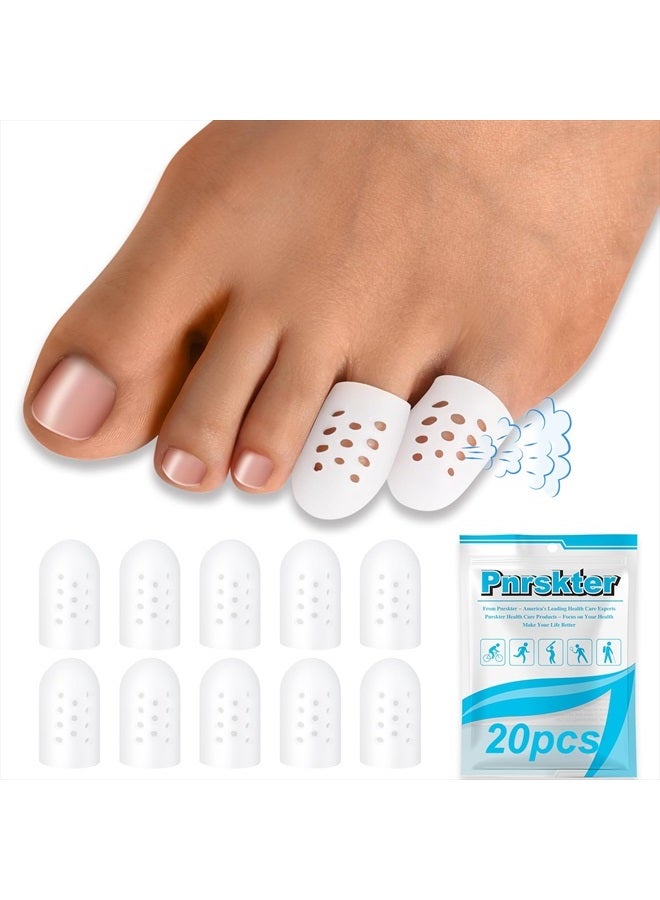 Pnrskter Pinky Toe Protector, (20pcs) Breathable Toe Cap, Gel Toe Sleeve,Toe Covers Great for Blisters, Corns, Hammer Toes, Toenails Loss (Aloe Vera Extract Infused Silicone Materials)  - Image 1