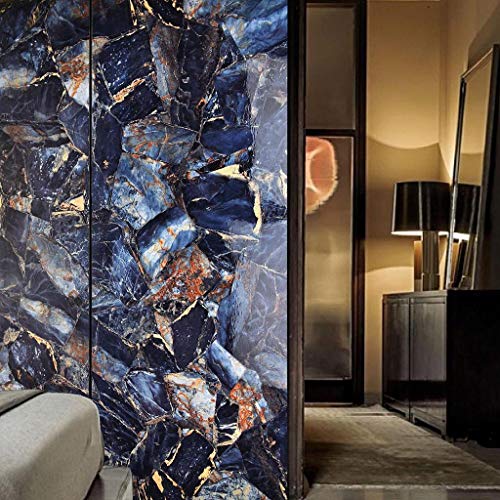 Elton Premium Blue Marble Gloss Marble Furniture Film Interior Film Wallpaper for Cupboard Door, Almirah, Fridge, Tabletop, Wall, Floor, DIY & Other Renovation Projects : 16 X 96 Inch - Image 2