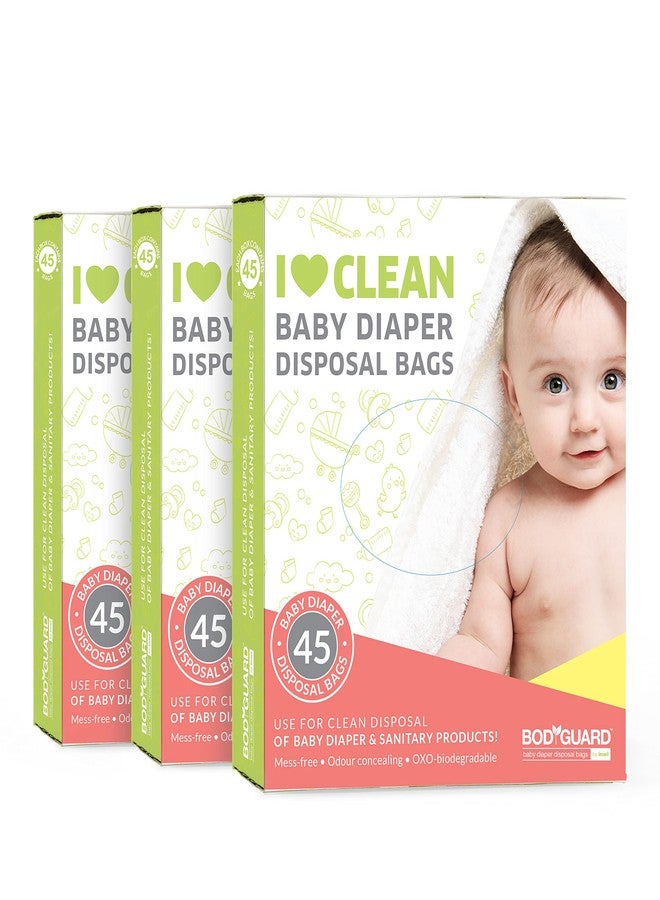 Bodyguard Baby Diaper Disposable Bags - 45 Bags (Pack of 3) | Leak-Proof Bags for Discreet Disposal of Diapers and Intimate Sanitary Products - Image 1