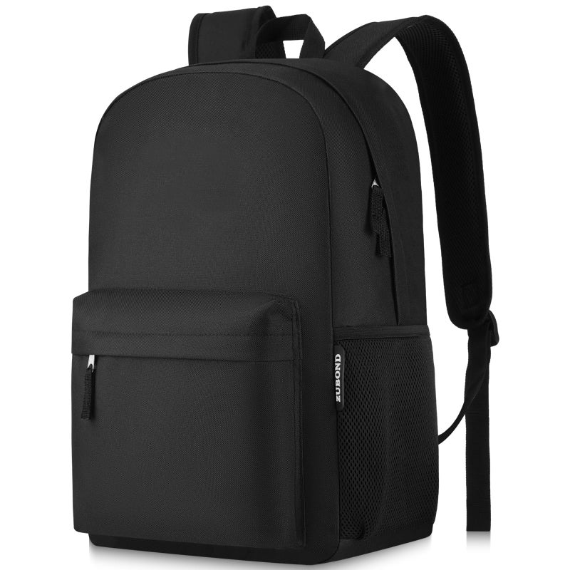ZUBOND Unisex Black Backpack for School Travel Lightweight Laptop Backpack Fits 156 Inch Notebook Water Bottle Pocket Ideal for Teens College Students Adults - Image 2