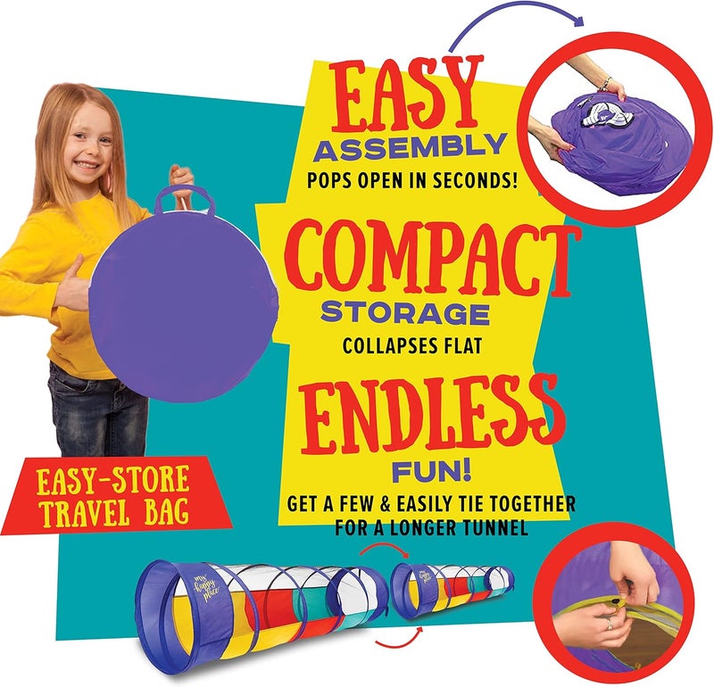 Kiddey Store Play Tunnel Pop Up Tunnel Toys for Toddlers, Kids Multicolored Tunnel for Indoor/Outdoor Fun, Crawl & Play, Obstacle Course for Kids Gifts for Toddlers - Balls Not Included (2 Pk) - Image 5