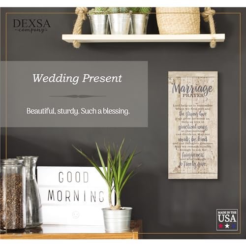 DEXSA Marriage Prayer Wood Plaque - Made in USA - 5.5"x12" - Original Verse - Frame Wall Hanging Decoration | Lord, Help us to Remember When we First met | Christian Family Religious Home Decor Saying - Image 2