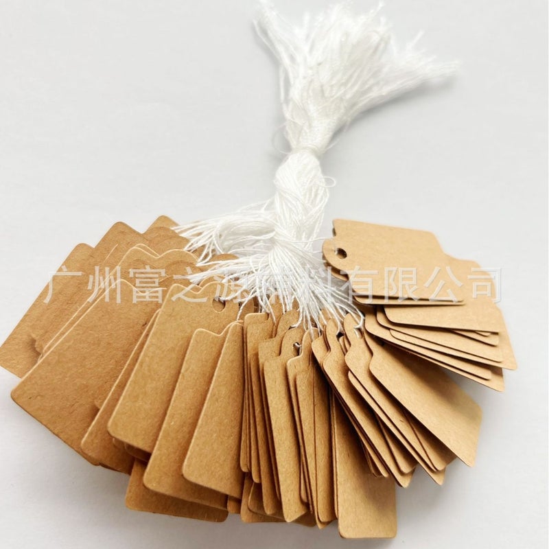 S With String Attached, 1.38" X 0.87" White Paper Hang Tags Jewelry Hang Tag Jewelry Number Paper Tag With String Handwritten Blank Label Tag - Image 3