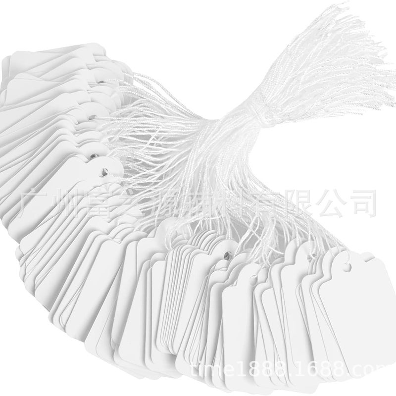 S With String Attached, 1.38" X 0.87" White Paper Hang Tags Jewelry Hang Tag Jewelry Number Paper Tag With String Handwritten Blank Label Tag - Image 2