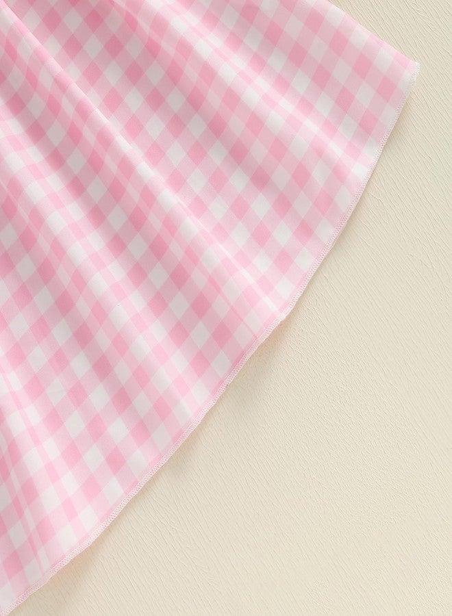 GOOCHEER Toddler Baby Girl Golf Smocked Puff Short Sleeve Dress 12 18 Month 2T 3T 4T 5T Collared Plaid Tunic Playwear Dresses (Pink, 2-3 Years) - Image 5