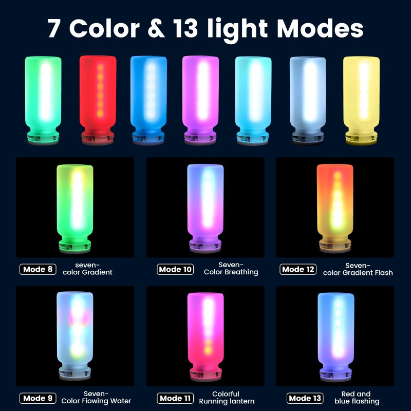Kairiyard 2 PCS USB Interior Car Lights, Touch Control 7 Color 13 Modes Plug-in Retro LED Ambient Dynamic Night Lights for Car Camping Holiday Decoration Bedroom (Multicolor) - Image 3