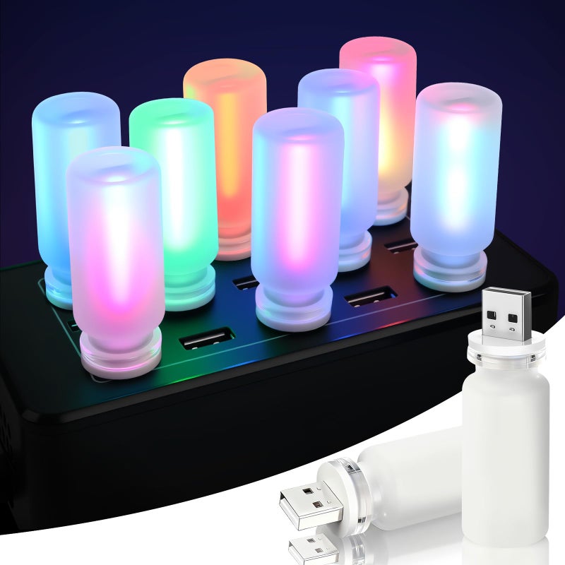 Kairiyard 2 PCS USB Interior Car Lights, Touch Control 7 Color 13 Modes Plug-in Retro LED Ambient Dynamic Night Lights for Car Camping Holiday Decoration Bedroom (Multicolor) - Image 1