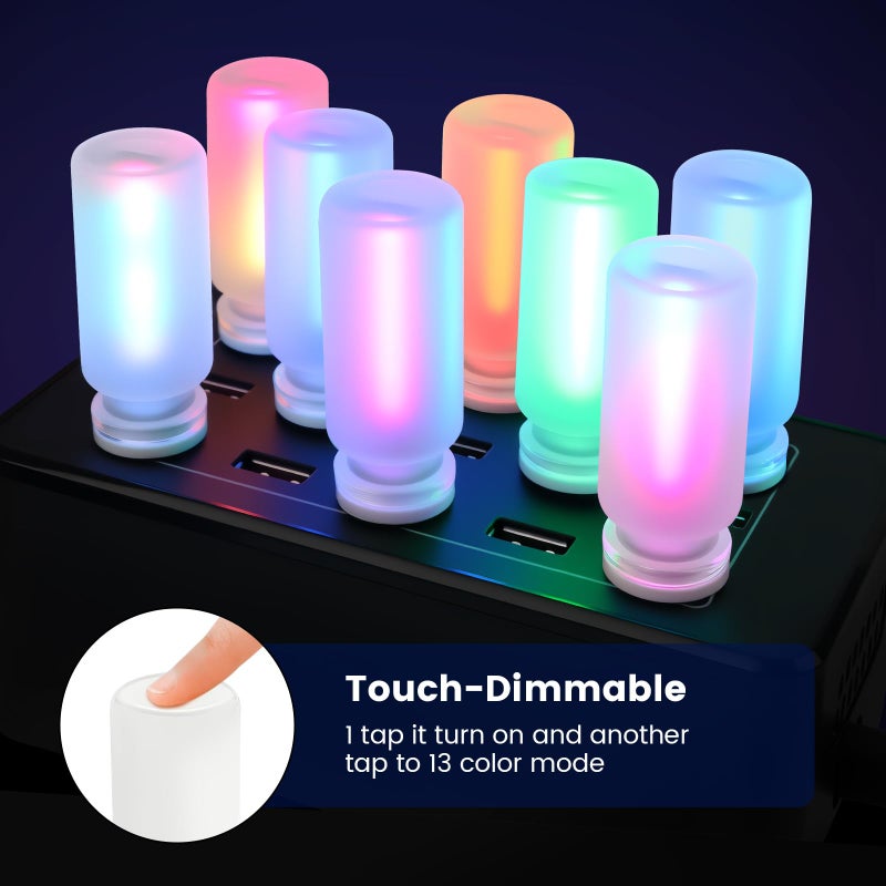 Kairiyard 2 PCS USB Interior Car Lights, Touch Control 7 Color 13 Modes Plug-in Retro LED Ambient Dynamic Night Lights for Car Camping Holiday Decoration Bedroom (Multicolor) - Image 5