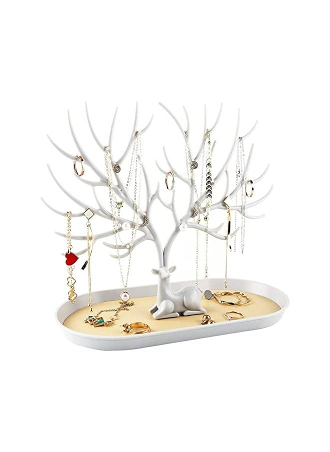 The White Shop WHITE SHOP Antlers Jewelry Display Stand,Tree Tower Rack Hanging Organizer for Ring Earrings Necklace Bracelet/Green-Suit  - Image 2