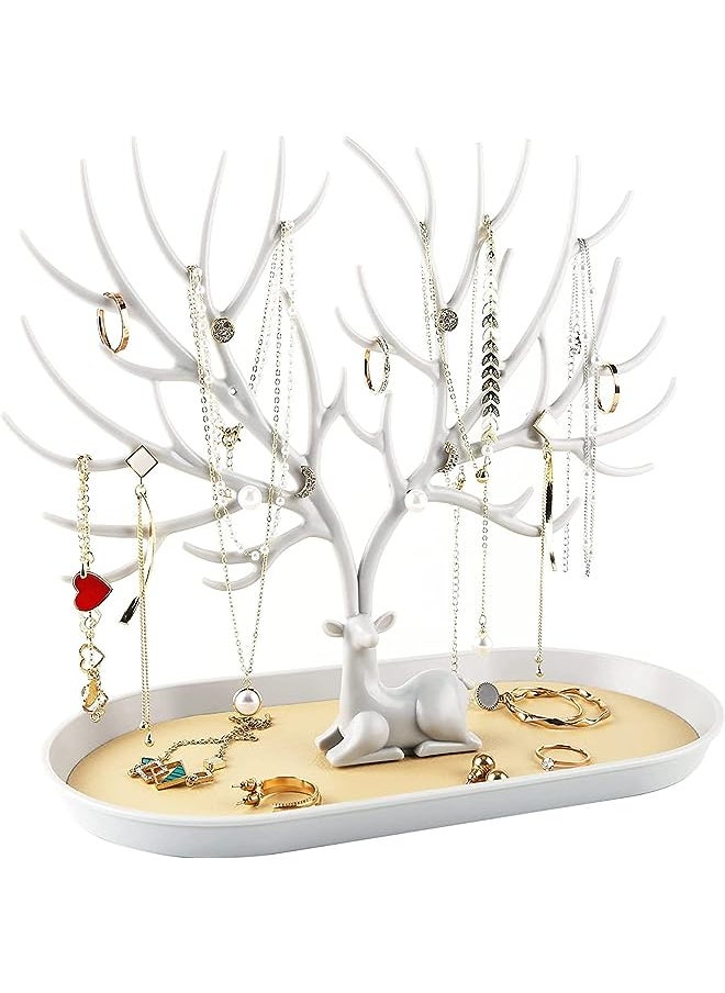 The White Shop WHITE SHOP Antlers Jewelry Display Stand,Tree Tower Rack Hanging Organizer for Ring Earrings Necklace Bracelet/Green-Suit  - Image 1