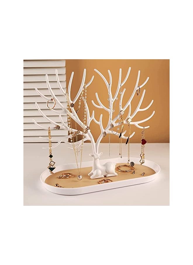 The White Shop WHITE SHOP Antlers Jewelry Display Stand,Tree Tower Rack Hanging Organizer for Ring Earrings Necklace Bracelet/Green-Suit  - Image 3