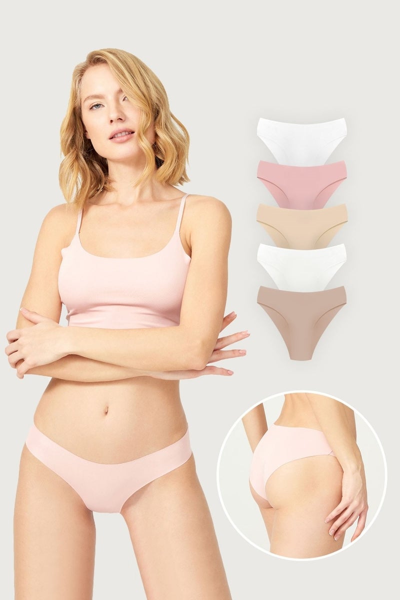 COTTONHILL Basic Non-Marking Laser Cut Women's Bikini Panties 5 Pack  - Image 1