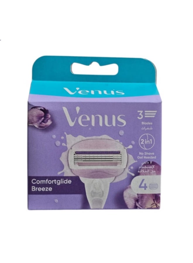 شفرات حلاقة فينوس كومفورت جلايد بريز للنساء 2في 1من 4قطع