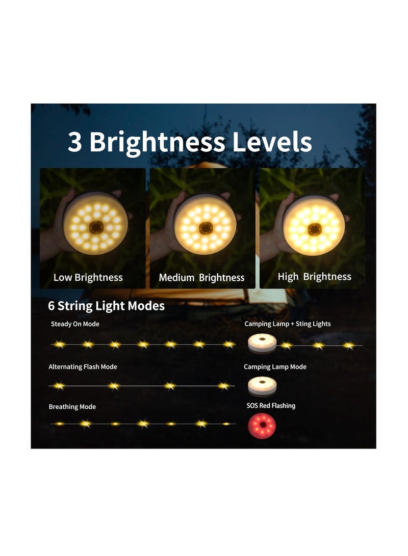 general Solar Camping String Lights, Quick Storage Rechargeable Tent Lights with 9 Lighting Modes, Portable Camping Fairy Lights Waterproof for Outdoor Patio Garden Party Decorations - Image 4
