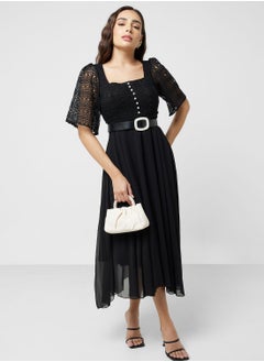 ELLA Lace Detail Chiffon Dress  - Image 1