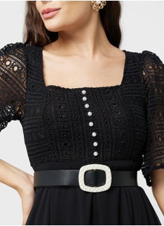 ELLA Lace Detail Chiffon Dress  - Image 3