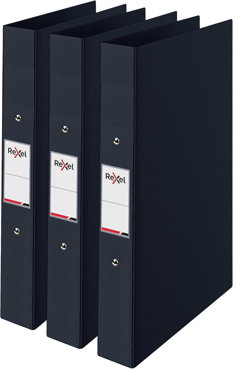 Rexel Choices, A4 Ring Binder, 25 mm Spine, 190 Sheet Capacity, File Folder, Document Organisation, Black, Pack of 3, 2115729 - Image 1