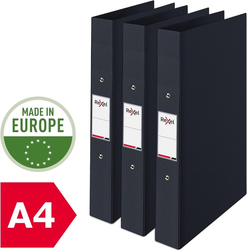 Rexel Choices, A4 Ring Binder, 25 mm Spine, 190 Sheet Capacity, File Folder, Document Organisation, Black, Pack of 3, 2115729 - Image 2