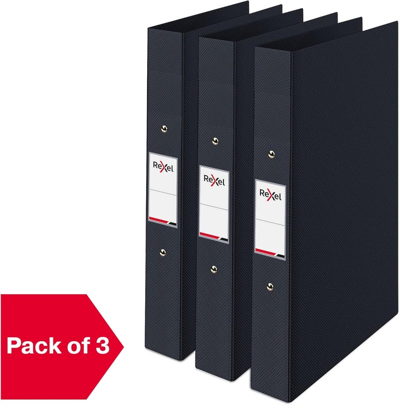 Rexel Choices, A4 Ring Binder, 25 mm Spine, 190 Sheet Capacity, File Folder, Document Organisation, Black, Pack of 3, 2115729 - Image 3