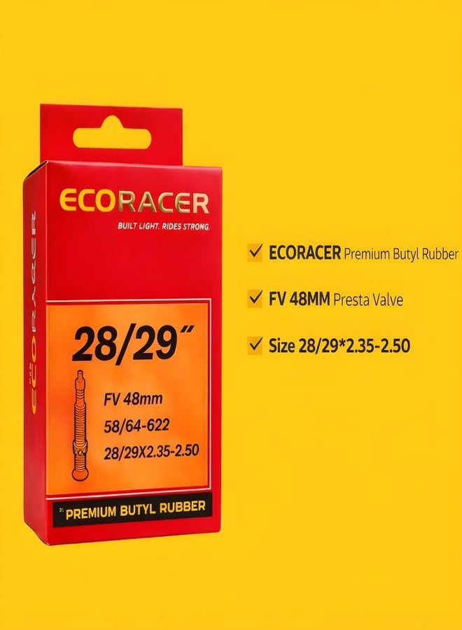 FCCRACING Ralson ECORACER Bicycle Tube 28/29 * 2.35-2.50 | Presta Valve 48mm | Premium Butyl Rubber Inner Tube for Bicycle (Pack of 1) - Image 2