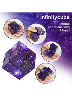 Mr. Penda 2 Pack Magic Infinity Cube Hand Spinner Toy (Blue and Purple Galaxy)  - Image 3
