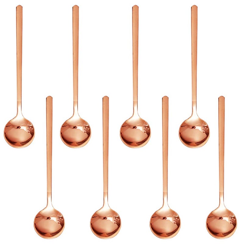 Pack of 8 Rose Gold Plated Stainless Steel Espresso Spoons findTop Mini Teaspoons Set for Coffee Sugar Dessert Cake Ice Cream Soup Antipasto Cappuccino 53 Inch